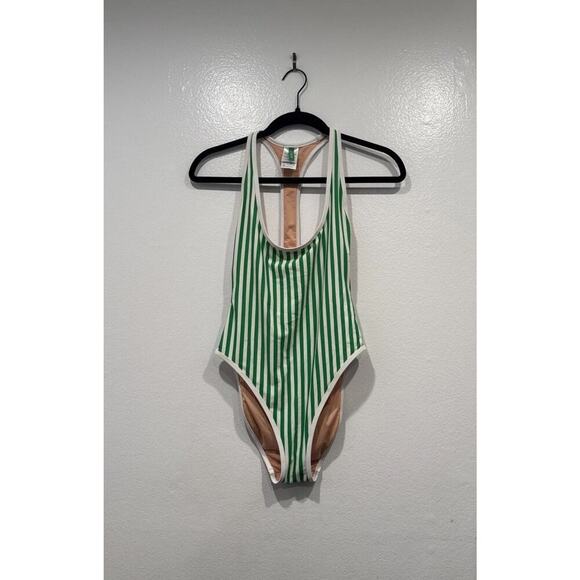J. Crew Other - J. Crew Racerback One Piece In Stripe Swimsuit Womens Size 4 Green White Fun